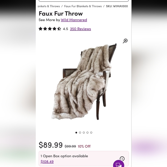 Wild mannered faux throw HUGE - Picture 1 of 3